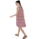 Green Elephant Pattern Mauve Frill Swing Dress View2