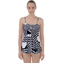 Black And White Crazy Pattern Babydoll Tankini Set View1