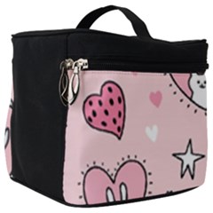 Cartoon Cute Valentines Day Doodle Heart Love Flower Seamless Pattern Vector Make Up Travel Bag (big) by Vaneshart