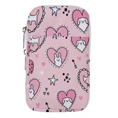 Cartoon Cute Valentines Day Doodle Heart Love Flower Seamless Pattern Vector Waist Pouch (small) by Vaneshart