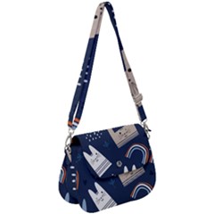 Colorful Cute Cats Seamless Pattern Saddle Handbag by Vaneshart