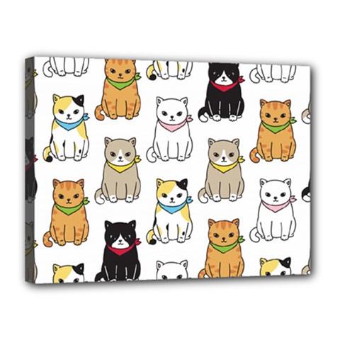 Cat Kitten Seamless Pattern Canvas 16  X 12  (stretched) by Vaneshart