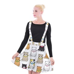 Cat Kitten Seamless Pattern Suspender Skater Skirt by Vaneshart