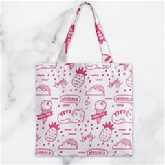 Cute Girly Seamless Pattern Zipper Grocery Tote Bag by Vaneshart