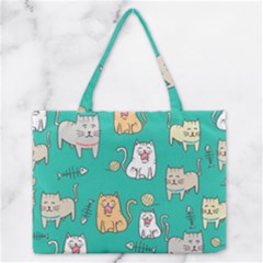 Seamless Pattern Cute Cat Cartoon With Hand Drawn Style Zipper Medium Tote Bag by Vaneshart