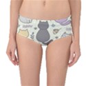 Funny Cartoon Cats Seamless Pattern  Mid-Waist Bikini Bottoms View1