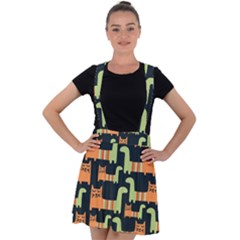 Seamless Pattern With Cats Velvet Suspender Skater Skirt by Vaneshart