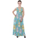 Vector Seamless Pattern With Colorful Cats Fish Empire Waist Velour Maxi Dress View1
