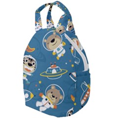 Seamless Pattern Funny Astronaut Outer Space Transportation Travel Backpacks by Vaneshart
