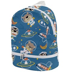Seamless Pattern Funny Astronaut Outer Space Transportation Zip Bottom Backpack by Vaneshart