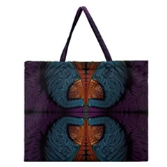 Art Abstract Fractal Pattern Zipper Large Tote Bag by Wegoenart