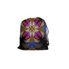 Fractal Flower Fantasy Pattern Drawstring Pouch (small) by Wegoenart
