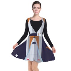 Rocket Space Universe Spaceship Plunge Pinafore Dress by Wegoenart