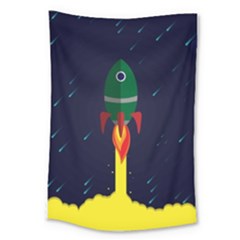 Rocket Halftone Astrology Astronaut Large Tapestry by Wegoenart