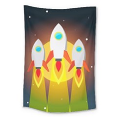 Rocket Take Off Missiles Cosmos Large Tapestry by Wegoenart