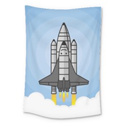 Rocket Shuttle Spaceship Science Large Tapestry by Wegoenart