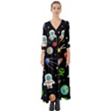 Space Astronomy Decorative Symbols Seamless Pattern Vector Illustration Button Up Boho Maxi Dress View1