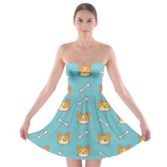 Cute Corgi Dog Face Pattern Strapless Bra Top Dress by Nexatart