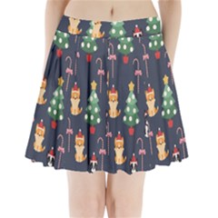 Boston Terrier Welsh Corgi Puppies Seamless Pattern Wallpaper Pleated Mini Skirt by Nexatart