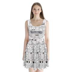 Circle Shape Pattern With Cute Owls Coloring Book Split Back Mini Dress  by Nexatart