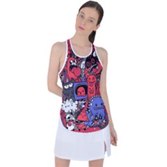 Abstract Grunge Urban Pattern With Monster Character Super Drawing Graffiti Style Vector Illustratio Racer Back Mesh Tank Top by Nexatart