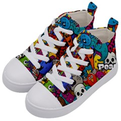 Graffiti Characters Seamless Pattern Kids  Mid-top Canvas Sneakers by Nexatart
