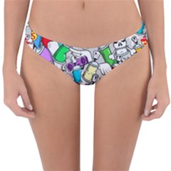 Graffiti Characters Seamless Pattern Reversible Hipster Bikini Bottoms by Nexatart