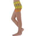 Retro Colorful Waves Background Kids  Lightweight Velour Yoga Shorts View2