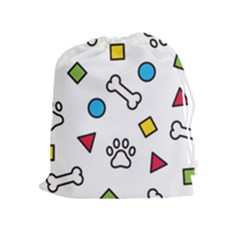 Dog Paw Seamless Pattern Footprint Bone Drawstring Pouch (xl) by Vaneshart