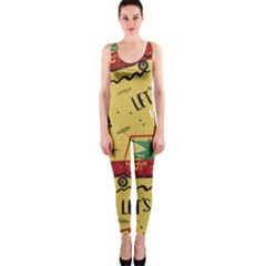 Childish Seamless Pattern With Dino Driver One Piece Catsuit by Vaneshart