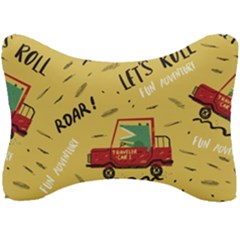 Childish Seamless Pattern With Dino Driver Seat Head Rest Cushion by Vaneshart