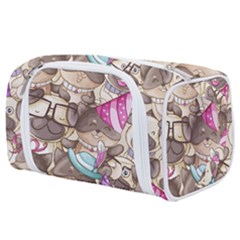 Hand Drawn Animal Pattern Dog Illustration Toiletries Pouch by Vaneshart