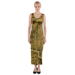 Pcb Printed Circuit Board Fitted Maxi Dress by Vaneshart