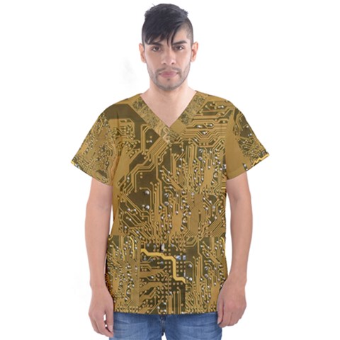Pcb Printed Circuit Board Men s V-neck Scrub Top by Vaneshart