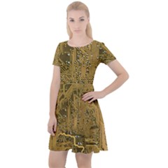 Pcb Printed Circuit Board Cap Sleeve Velour Dress  by Vaneshart