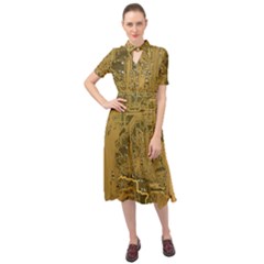 Pcb Printed Circuit Board Keyhole Neckline Chiffon Dress by Vaneshart