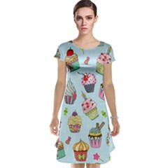 Cupcake Doodle Pattern Cap Sleeve Nightdress by Sobalvarro