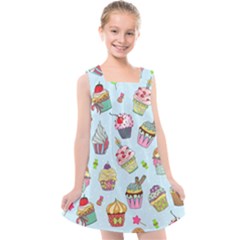 Cupcake Doodle Pattern Kids  Cross Back Dress by Sobalvarro