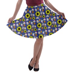 Hawaii Ghost Blue A-line Skater Skirt by snowwhitegirl