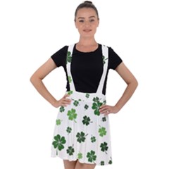 St Patricks Day Pattern Velvet Suspender Skater Skirt by Valentinaart