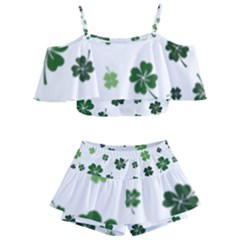 St Patricks Day Pattern Kids  Off Shoulder Skirt Bikini by Valentinaart