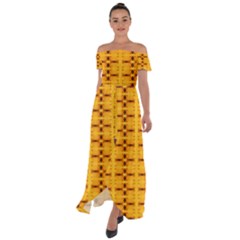 Digital Illusion Off Shoulder Open Front Chiffon Dress by Sparkle