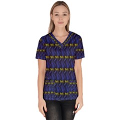 Blue Illusion Women s V-neck Scrub Top by Sparkle