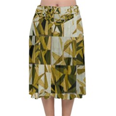 Random Design Velvet Flared Midi Skirt by Sparkle