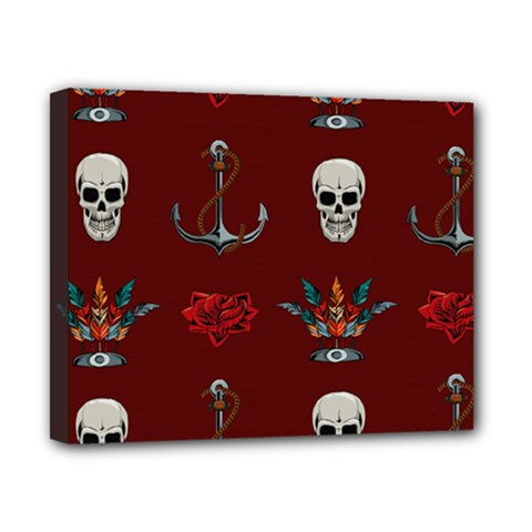 Tattoo Old School Background Pattern Canvas 10  X 8  (stretched) by Wegoenart