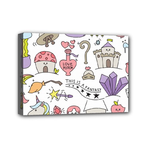 Fantasy Things Doodle Style Vector Illustration Mini Canvas 7  X 5  (stretched) by Wegoenart