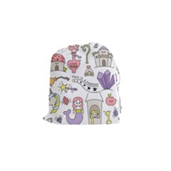 Fantasy Things Doodle Style Vector Illustration Drawstring Pouch (small) by Wegoenart