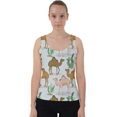 Camels Cactus Desert Pattern Velvet Tank Top by Wegoenart