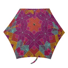 Ethnic Floral Mosaic Pattern Mini Folding Umbrellas by Wegoenart