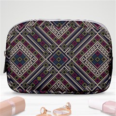 Zentangle Style Geometric Ornament Pattern Make Up Pouch (small) by Wegoenart